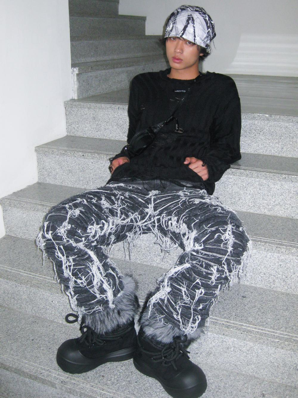 アナーキー クルーネック ニット_[ブラック] | LECYTO | HANA(ハナ) #13