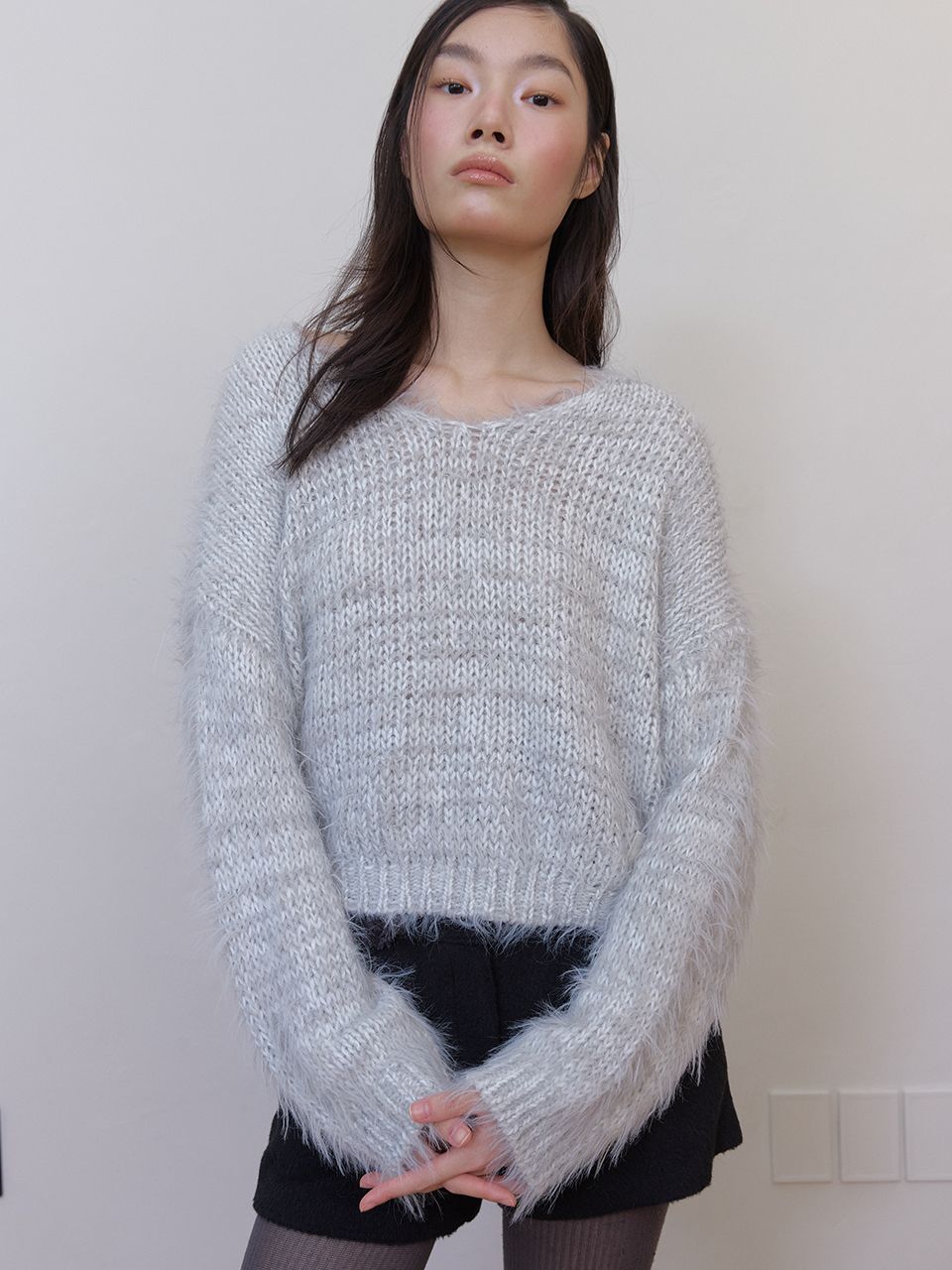 ファジーVニット (メランジグレー) | ASURA | HANA(ハナ) #8