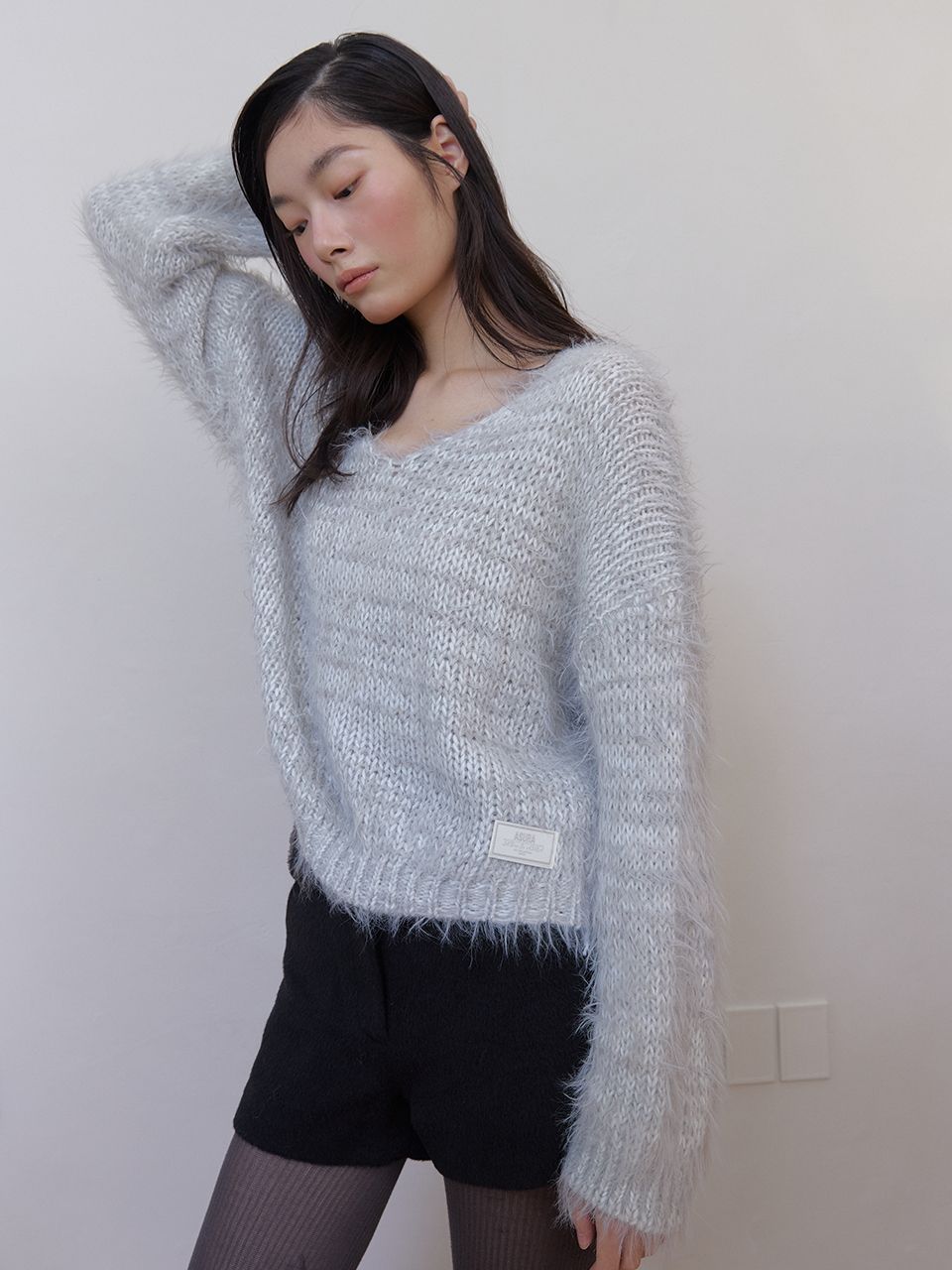 ファジーVニット (メランジグレー) | ASURA | HANA(ハナ) #4