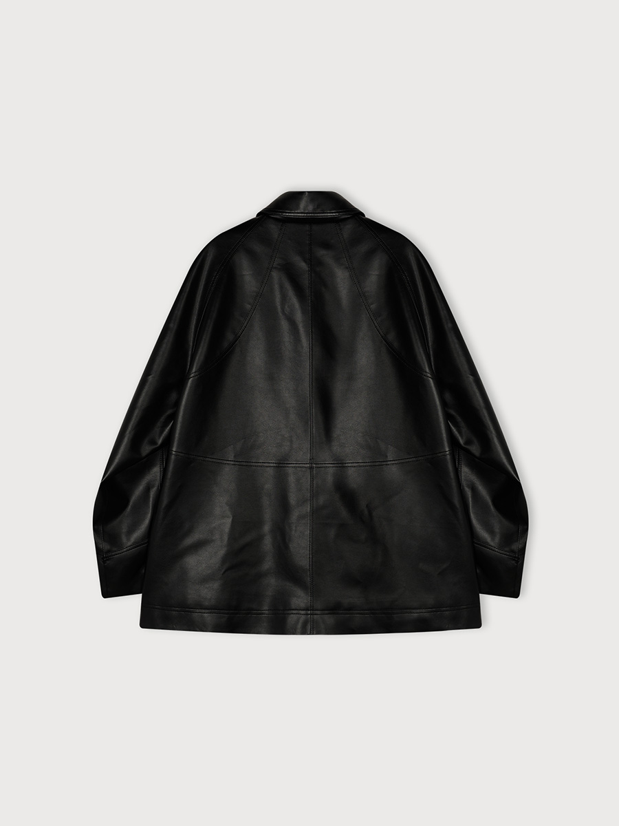 HOODED POCKET LEATHER JACKET_BLACK | ETHOS | HANA(ハナ) #4