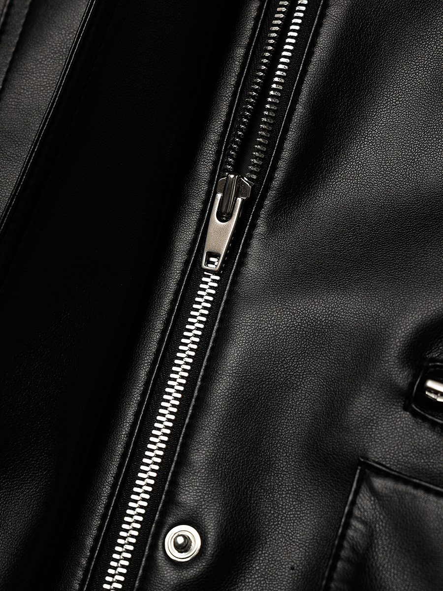 HOODED POCKET LEATHER JACKET_BLACK | ETHOS | HANA(ハナ) #12