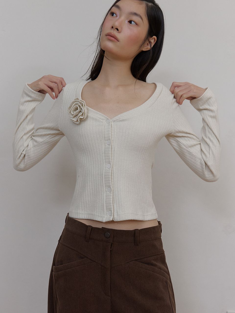 フラワースパンコールカーディガン (クリーム) | ASURA | HANA(ハナ) #8