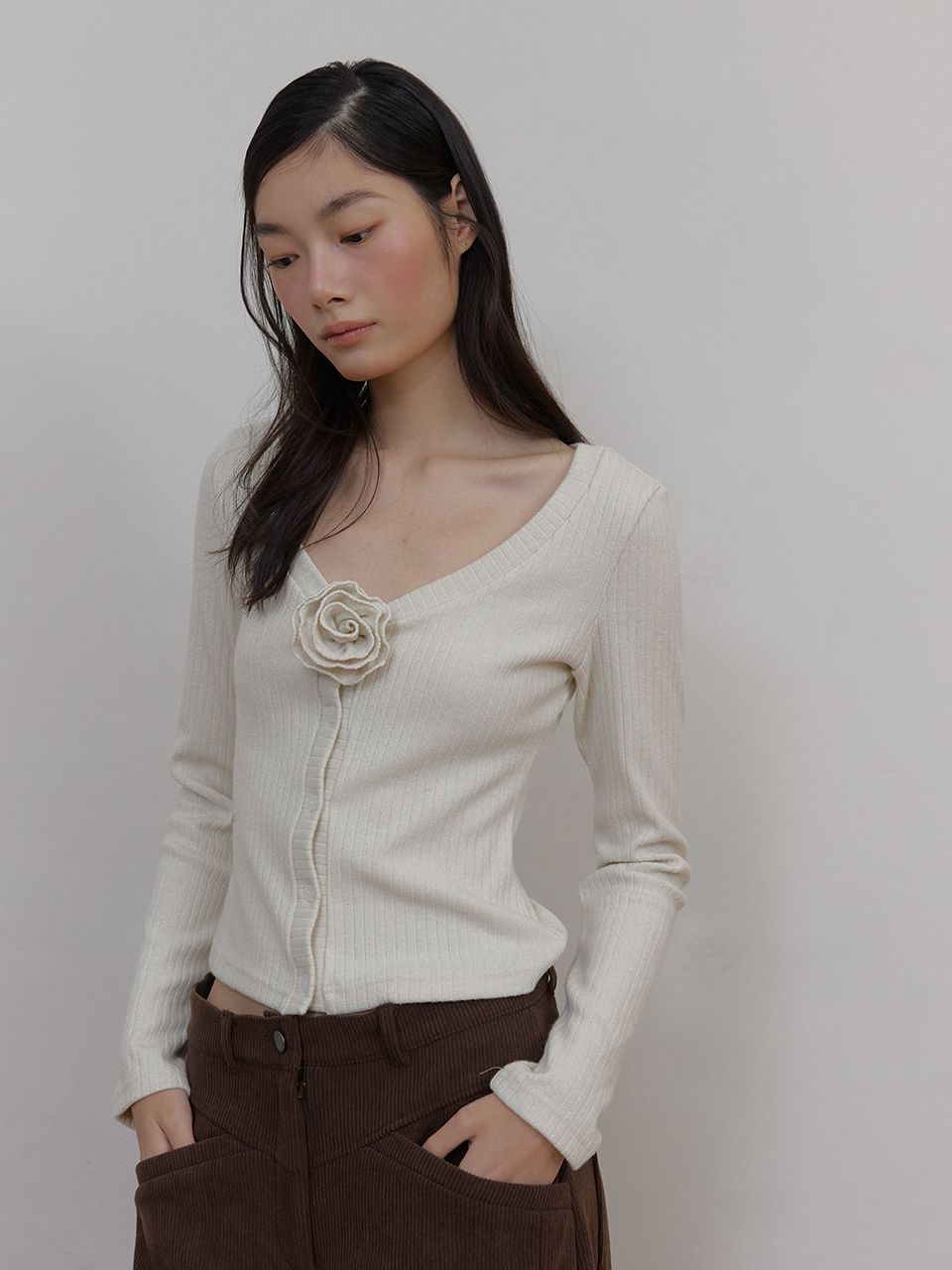 フラワースパンコールカーディガン (クリーム) | ASURA | HANA(ハナ) #9