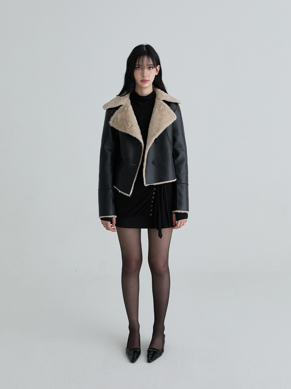 リバーシブルシアリングムスタン（ブラック） | Not your rose | HANA(ハナ) #7