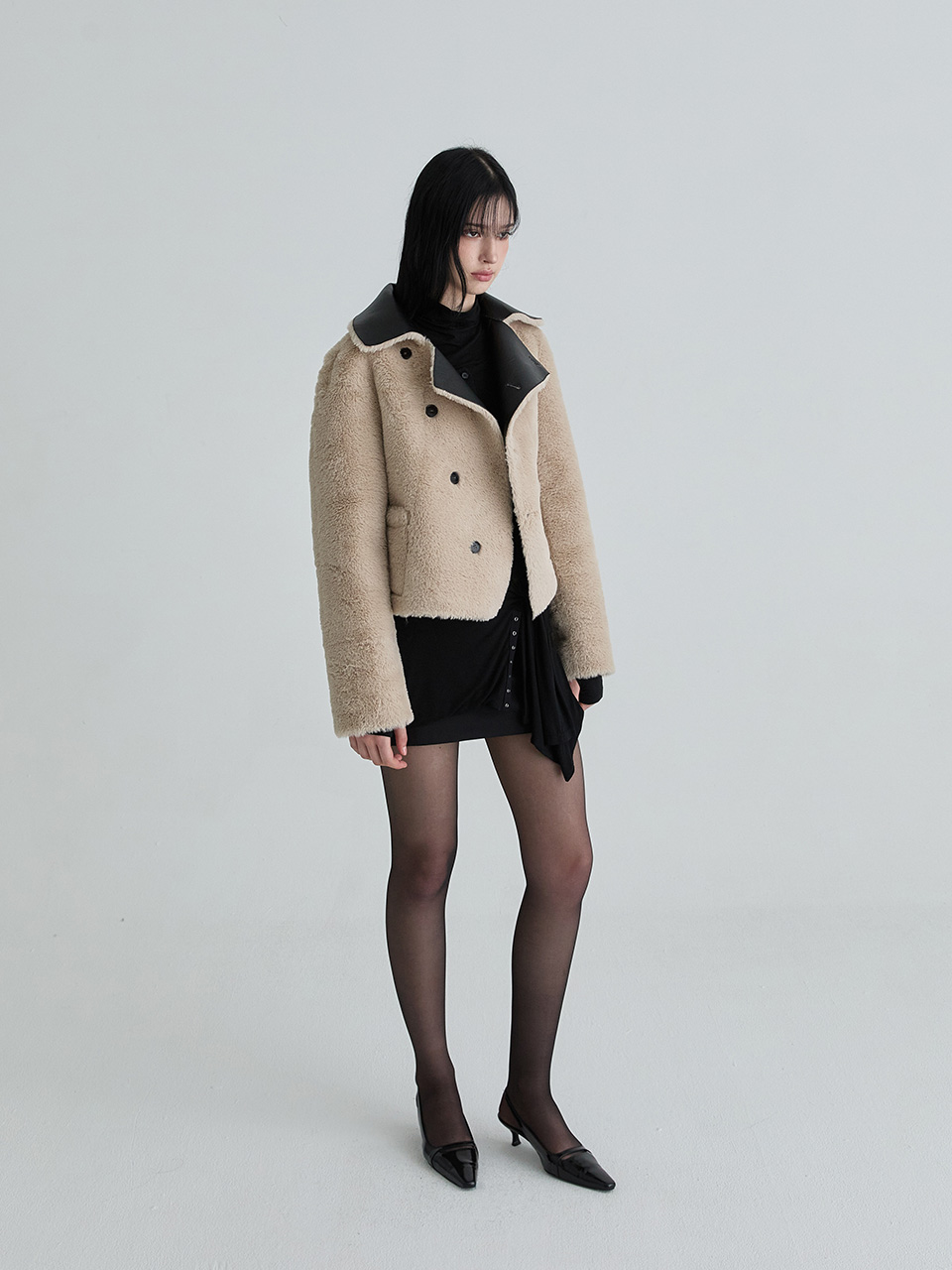 リバーシブルシアリングムスタン（ブラック） | Not your rose | HANA(ハナ) #5