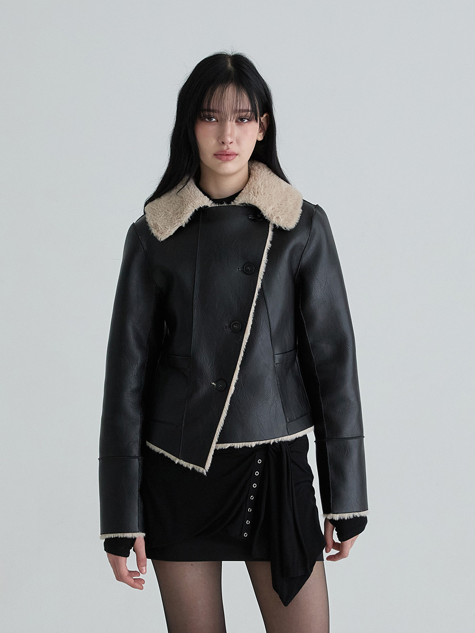 リバーシブルシアリングムスタン（ブラック） | Not your rose | HANA(ハナ) #6