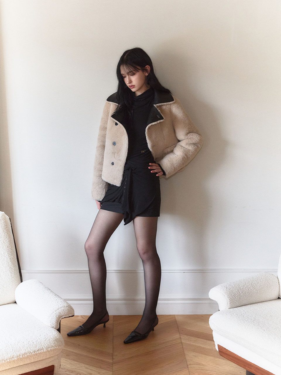 リバーシブルシアリングムスタン（ブラック） | Not your rose | HANA(ハナ) #3