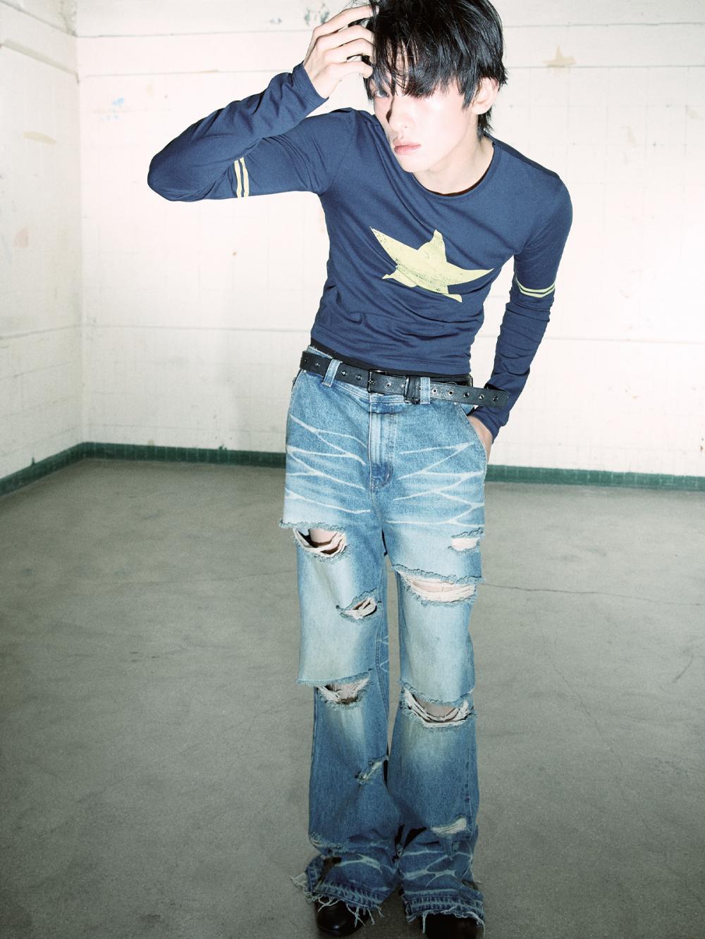 レトロ スターラインTシャツ_[ネイビー] | LECYTO | HANA(ハナ) #5