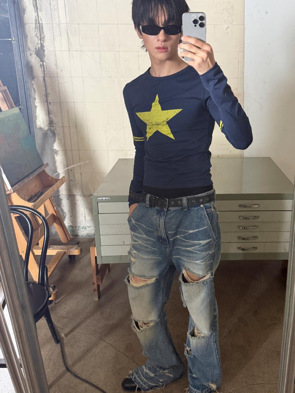 レトロ スターラインTシャツ_[ネイビー] | LECYTO | HANA(ハナ) #11