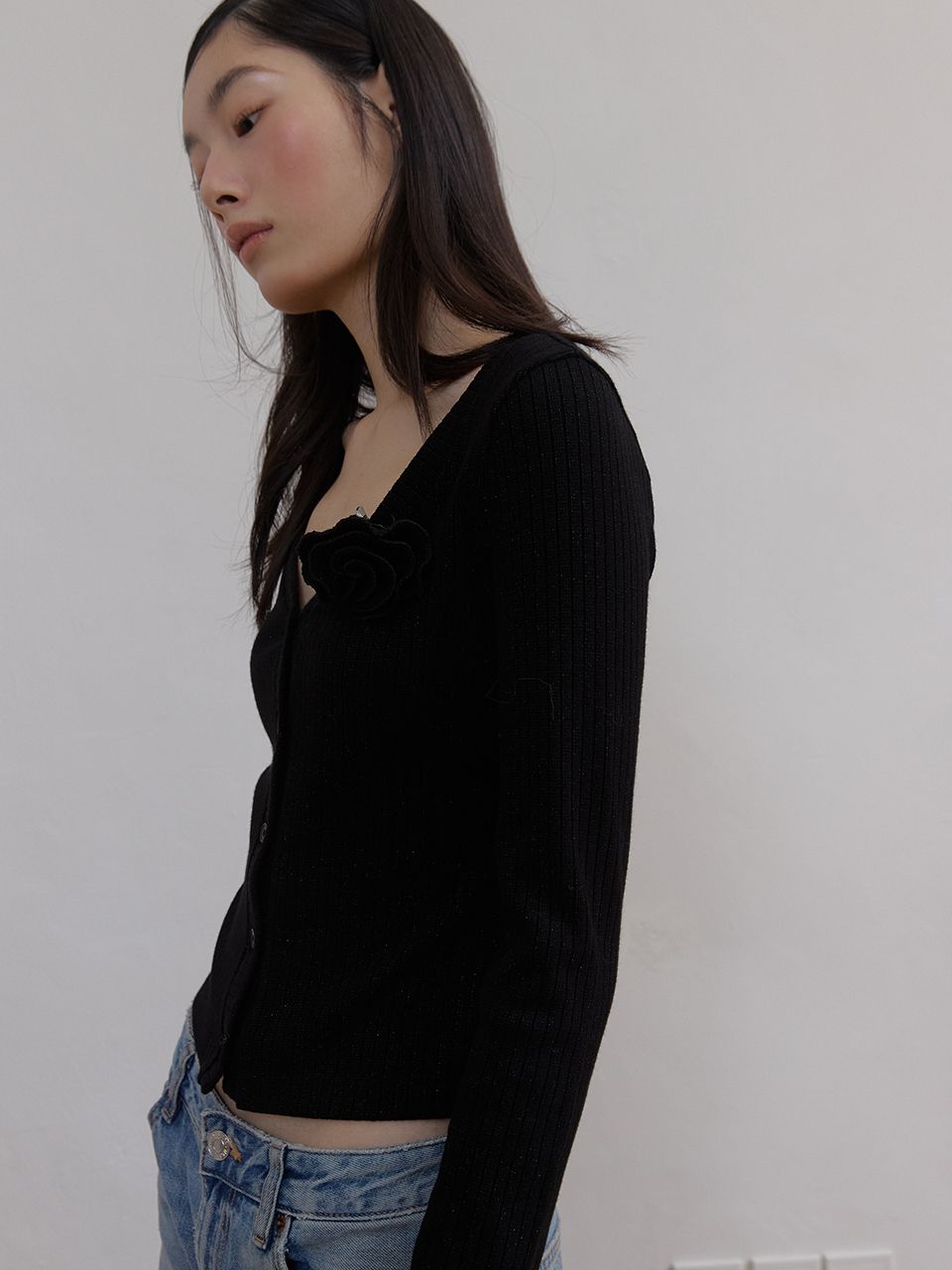フラワースパンコールカーディガン (ブラック) | ASURA | HANA(ハナ) #3