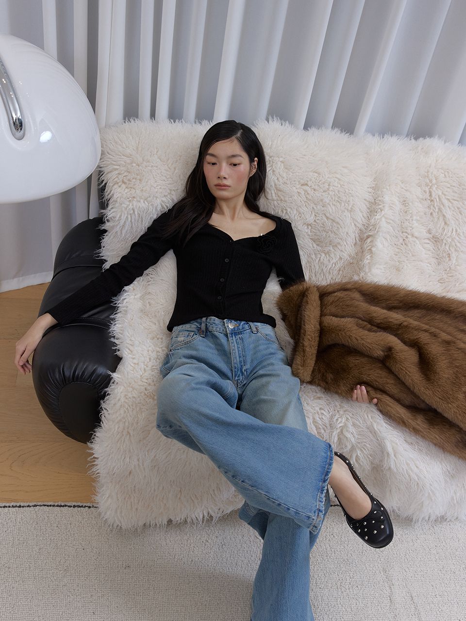 フラワースパンコールカーディガン (ブラック) | ASURA | HANA(ハナ) #12