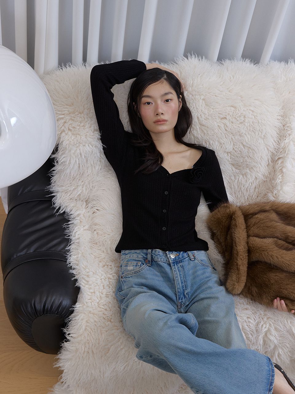 フラワースパンコールカーディガン (ブラック) | ASURA | HANA(ハナ) #14