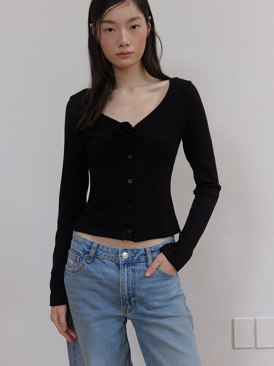 フラワースパンコールカーディガン (ブラック) | ASURA | HANA(ハナ) #4