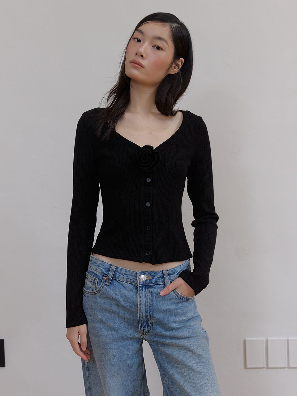 フラワースパンコールカーディガン (ブラック) | ASURA | HANA(ハナ) #6