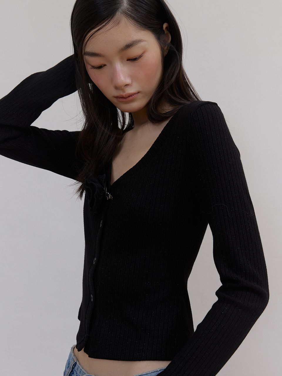 フラワースパンコールカーディガン (ブラック) | ASURA | HANA(ハナ) #7