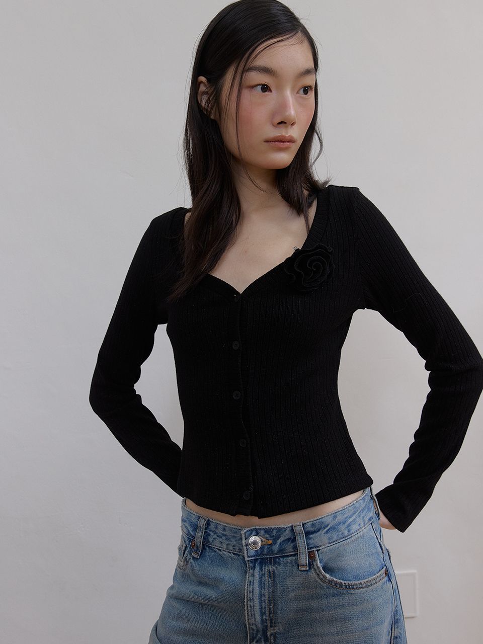 フラワースパンコールカーディガン (ブラック) | ASURA | HANA(ハナ) #8