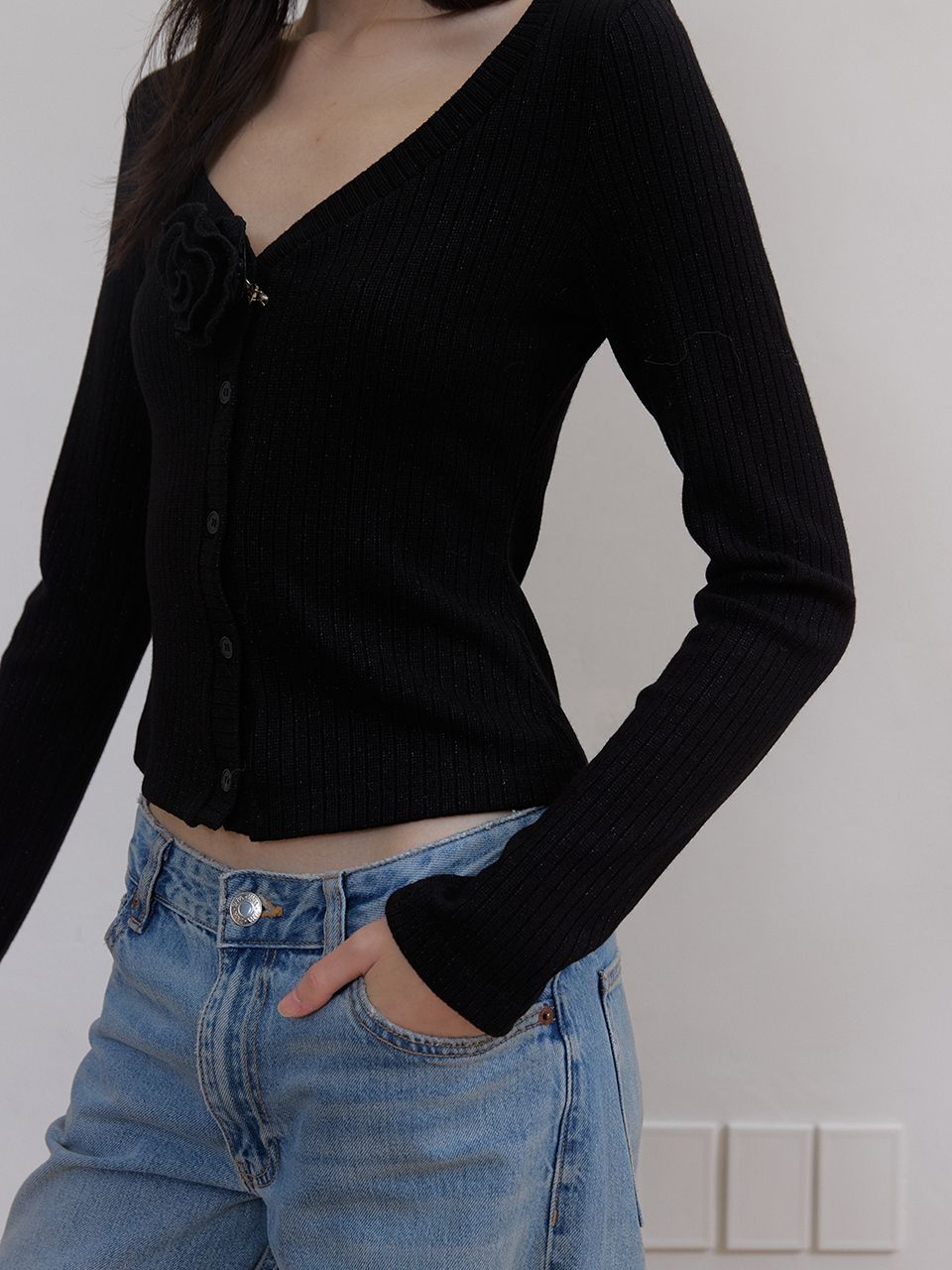 フラワースパンコールカーディガン (ブラック) | ASURA | HANA(ハナ) #9