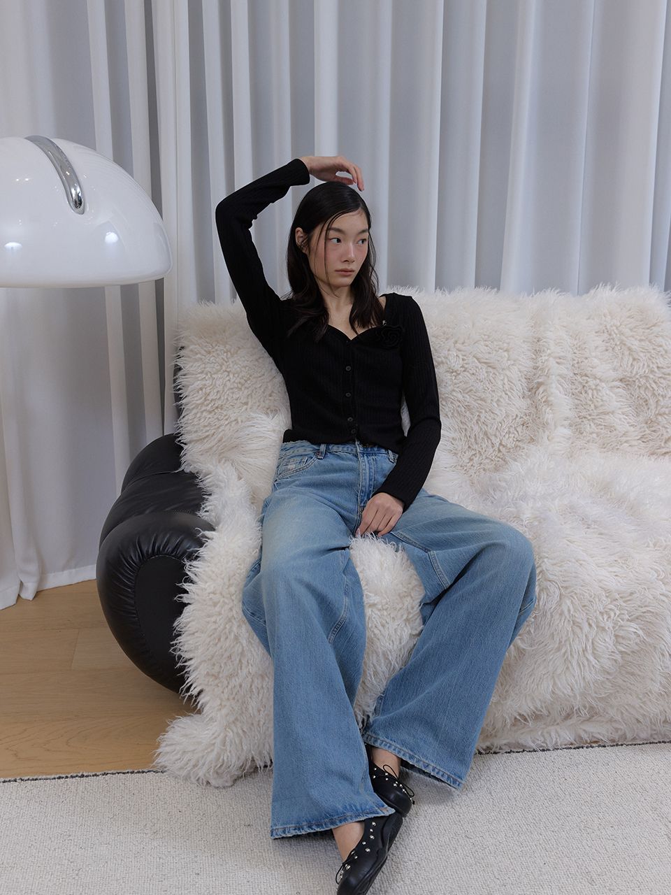 フラワースパンコールカーディガン (ブラック) | ASURA | HANA(ハナ) #11