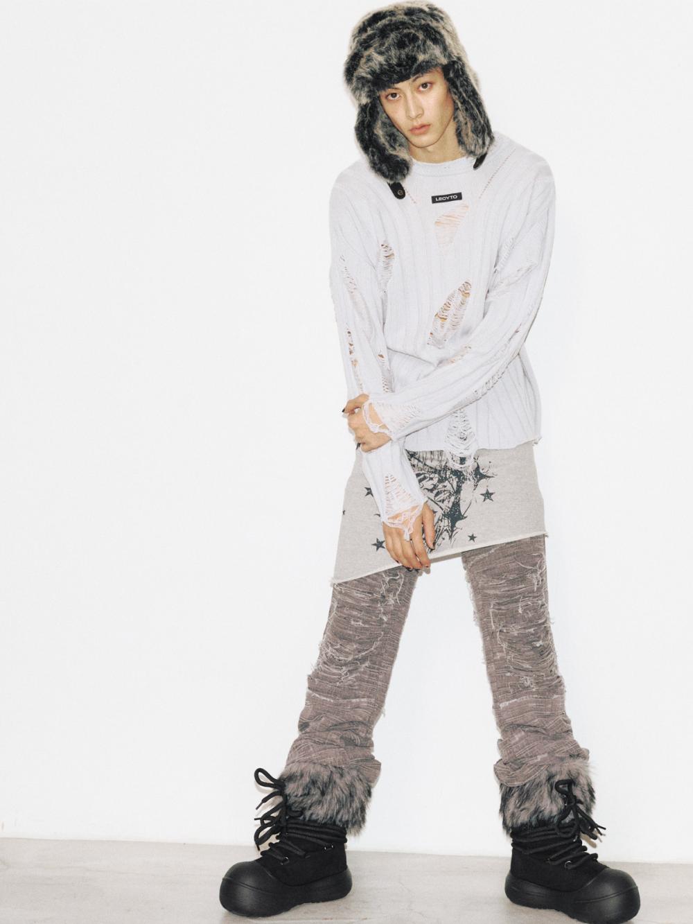 アナーキー クルーネック ニット_[L.グレー] | LECYTO | HANA(ハナ) #9