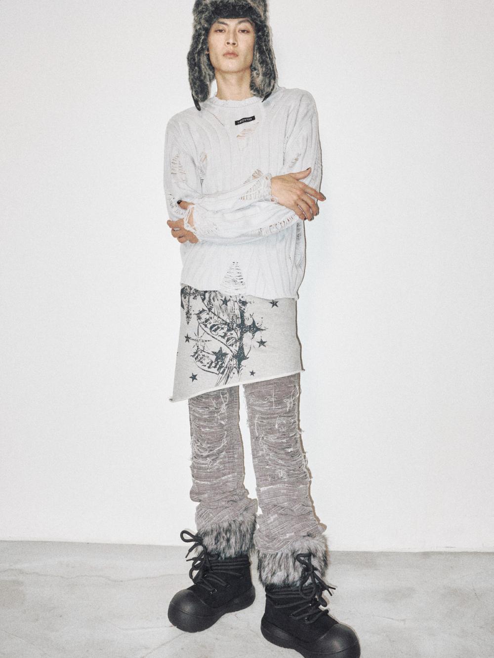 アナーキー クルーネック ニット_[L.グレー] | LECYTO | HANA(ハナ) #12