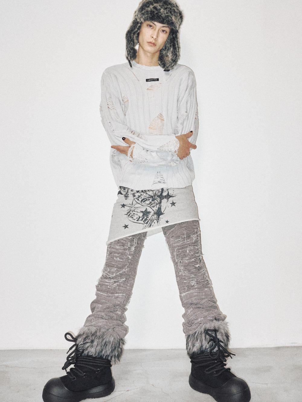 アナーキー クルーネック ニット_[L.グレー] | LECYTO | HANA(ハナ) #14