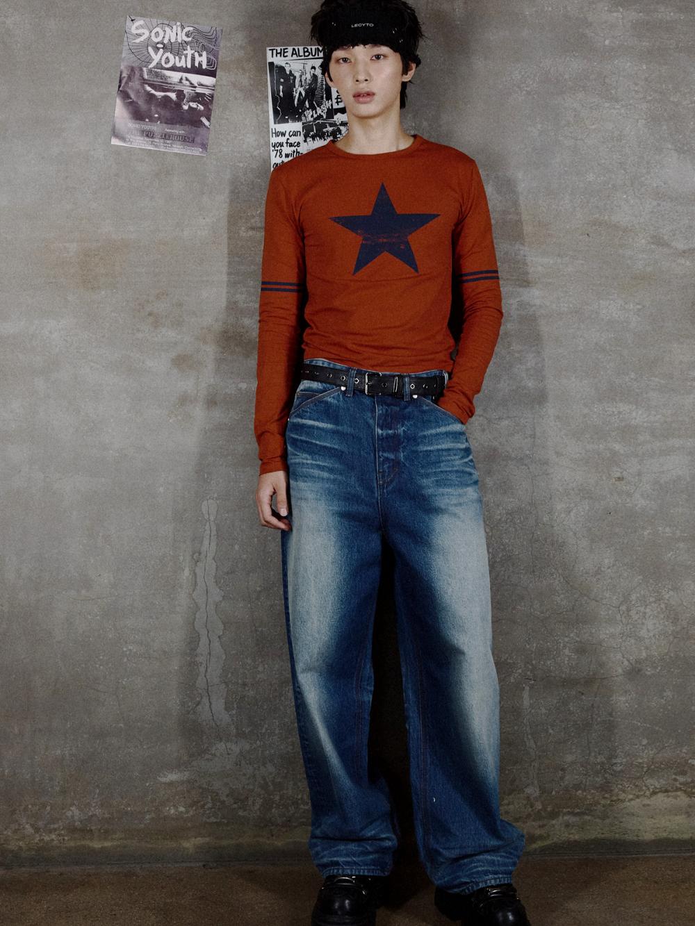 レトロ スターライン Tシャツ_[オレンジ] | LECYTO | HANA(ハナ) #3