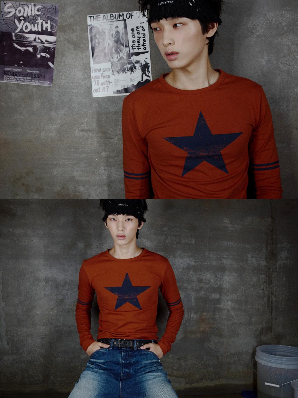 レトロ スターライン Tシャツ_[オレンジ] | LECYTO | HANA(ハナ) #7