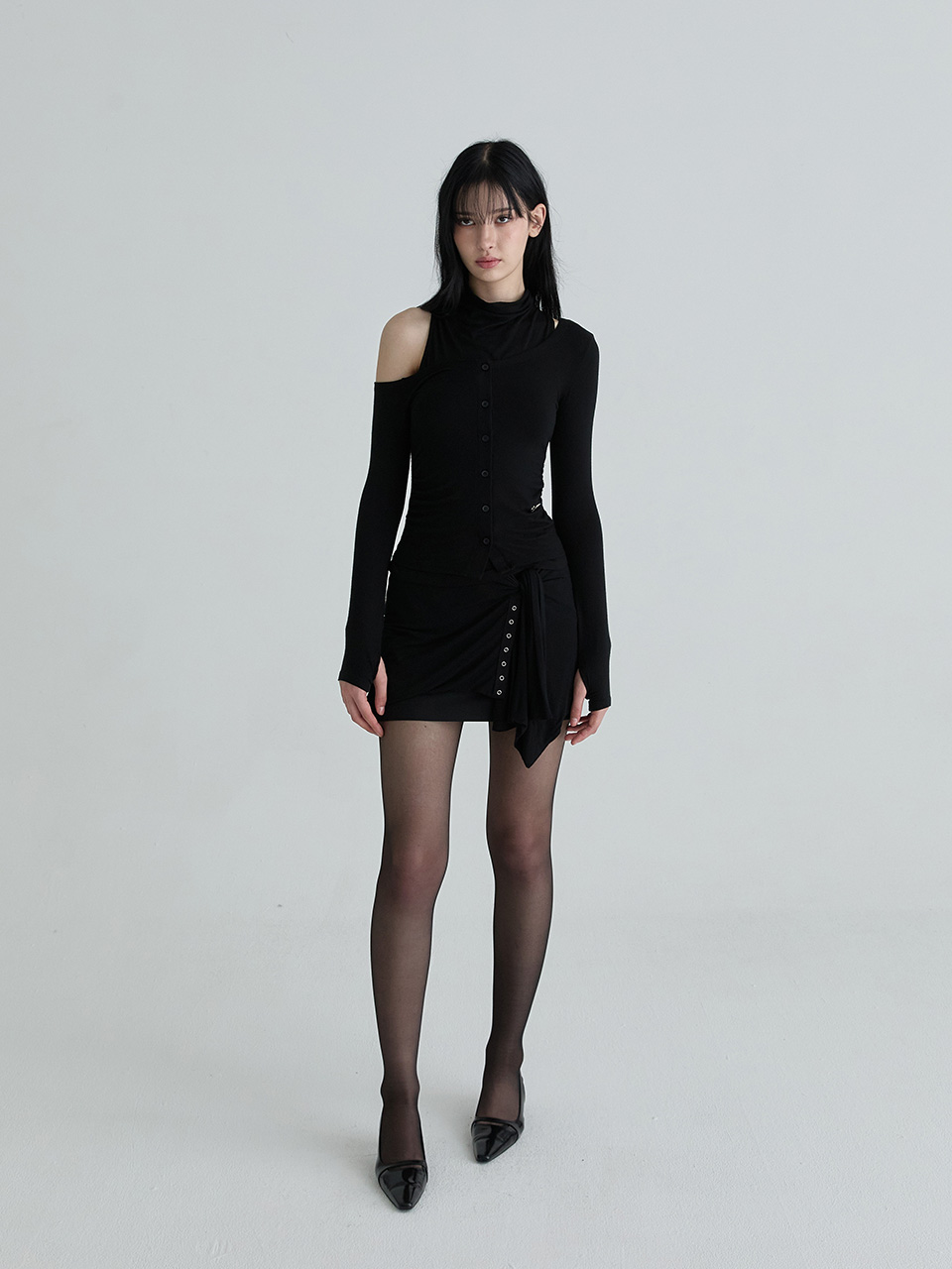 カウルネックカーディガンセット（ブラック） | Not your rose | HANA(ハナ) #4