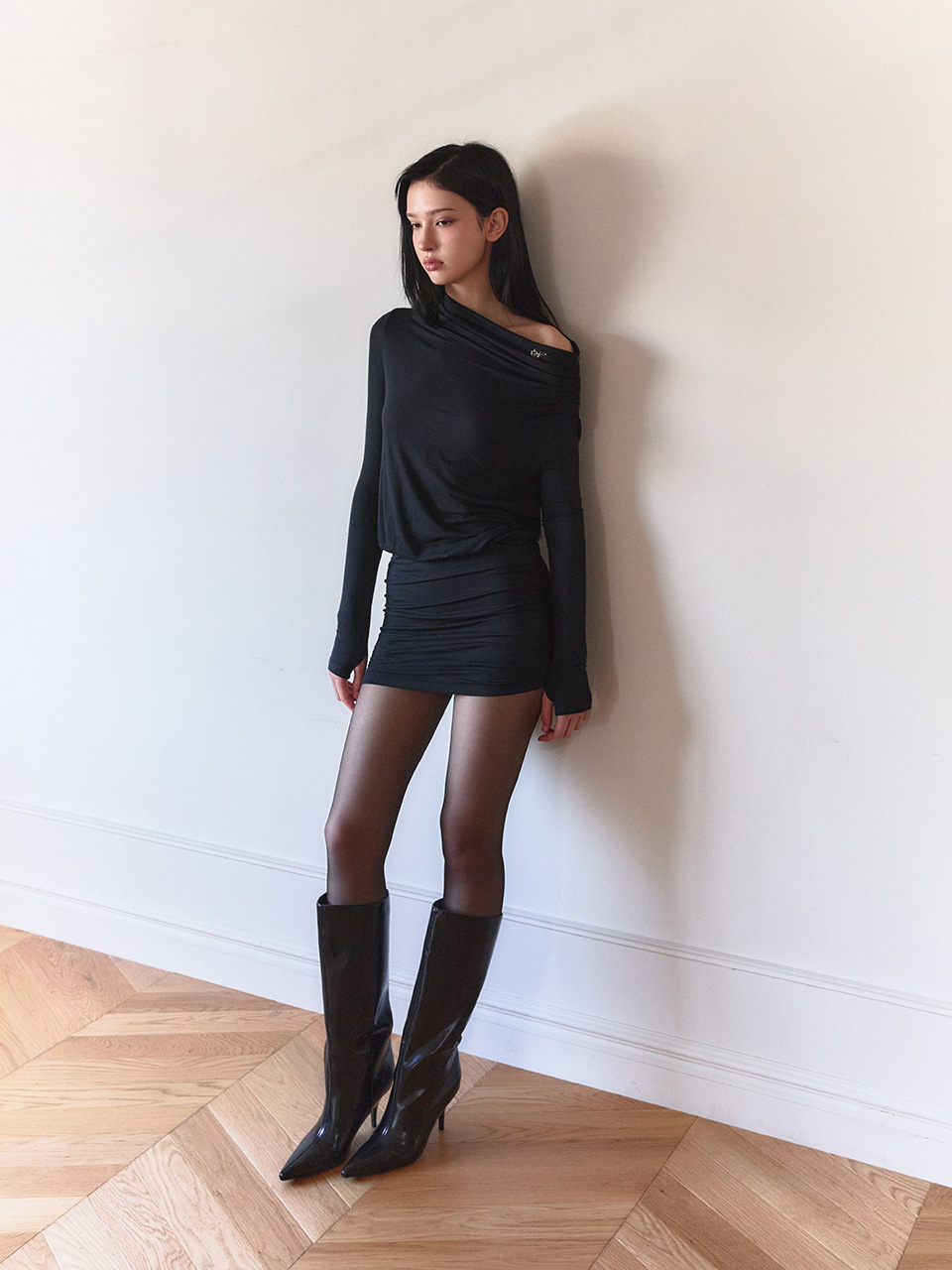 シャーリングシンボルドレス (ブラック) | Not your rose | HANA(ハナ) #2