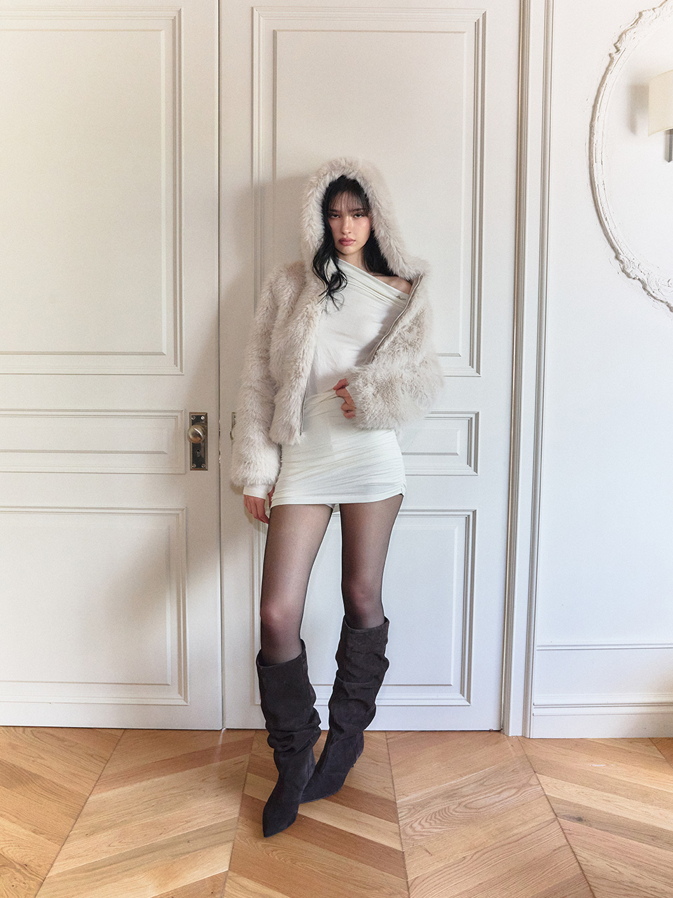 フーディーファージャンパー（グレー） | Not your rose | HANA(ハナ) #3