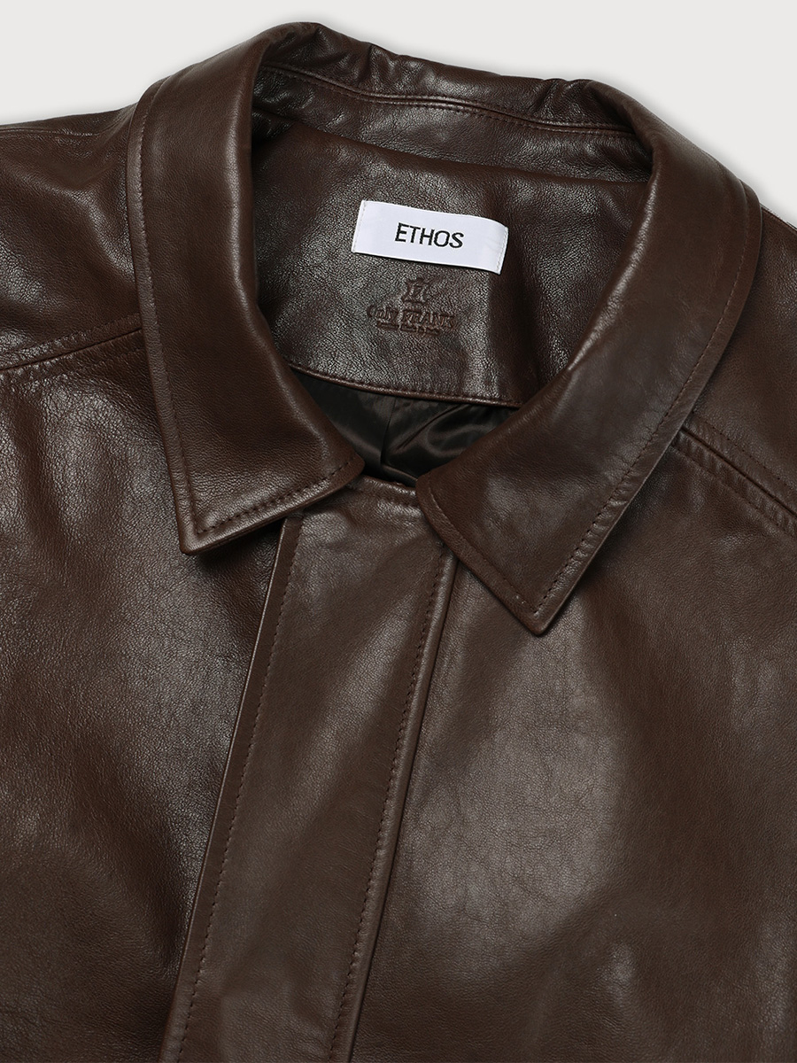 BROWN LEATHER JACKET (MENS) | ETHOS | HANA(ハナ) #3