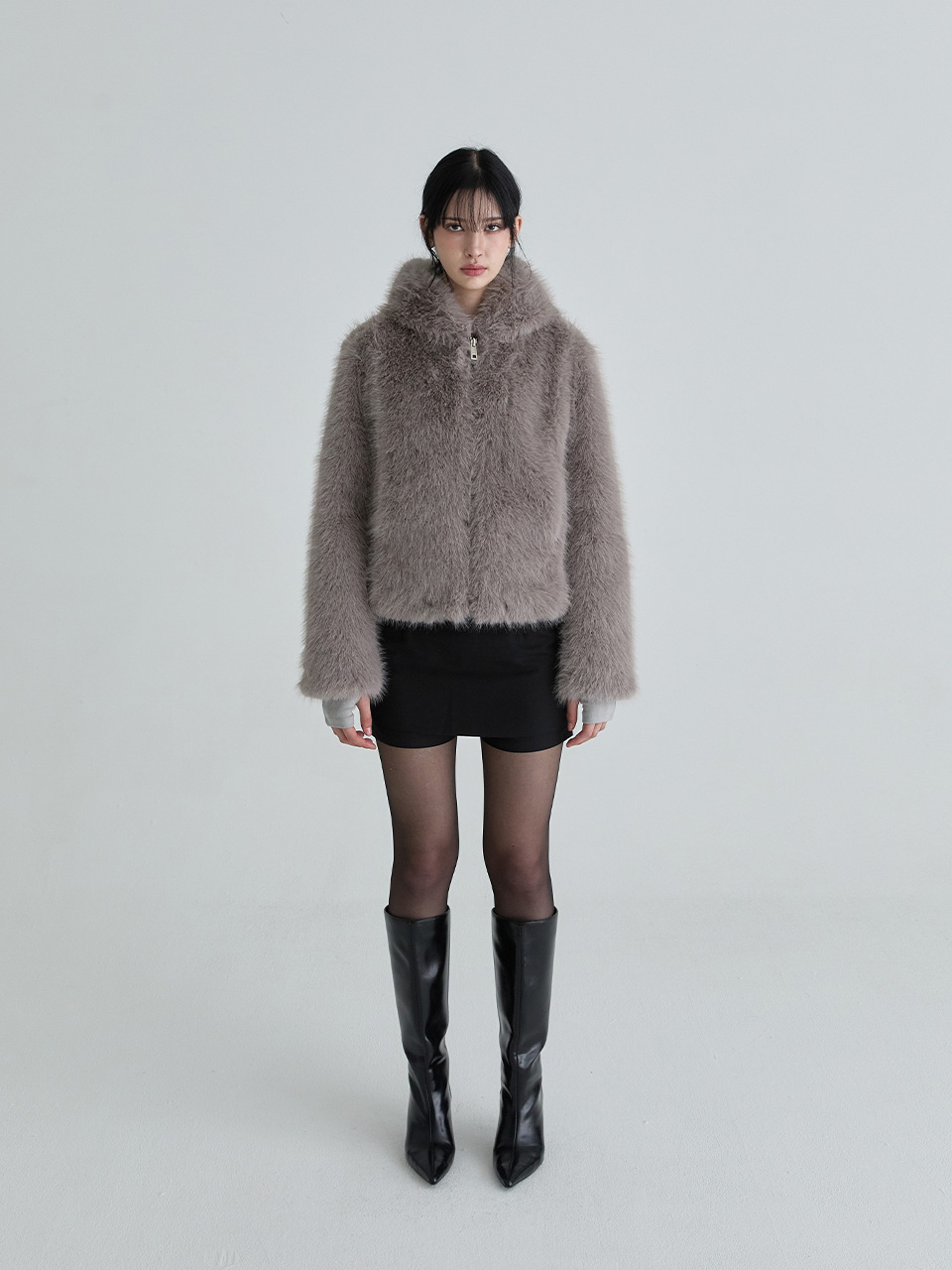 フーディーファージャンパー（チャコール） | Not your rose | HANA(ハナ) #7