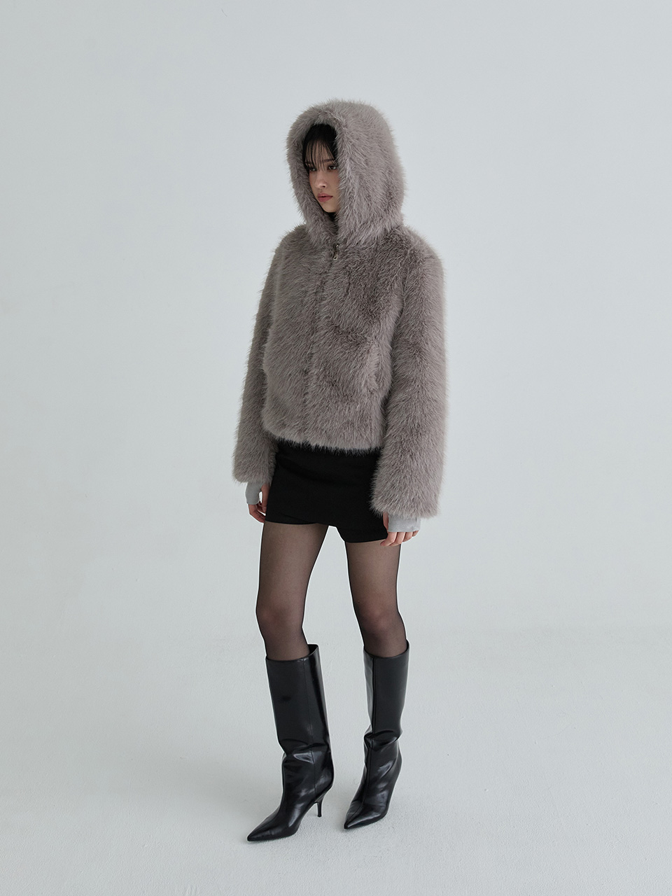 フーディーファージャンパー（チャコール） | Not your rose | HANA(ハナ) #5