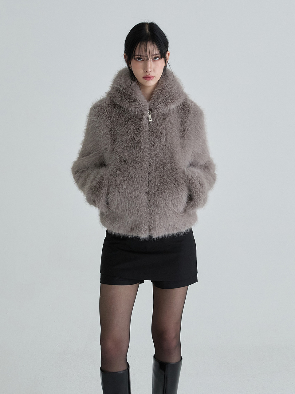 フーディーファージャンパー（チャコール） | Not your rose | HANA(ハナ) #6