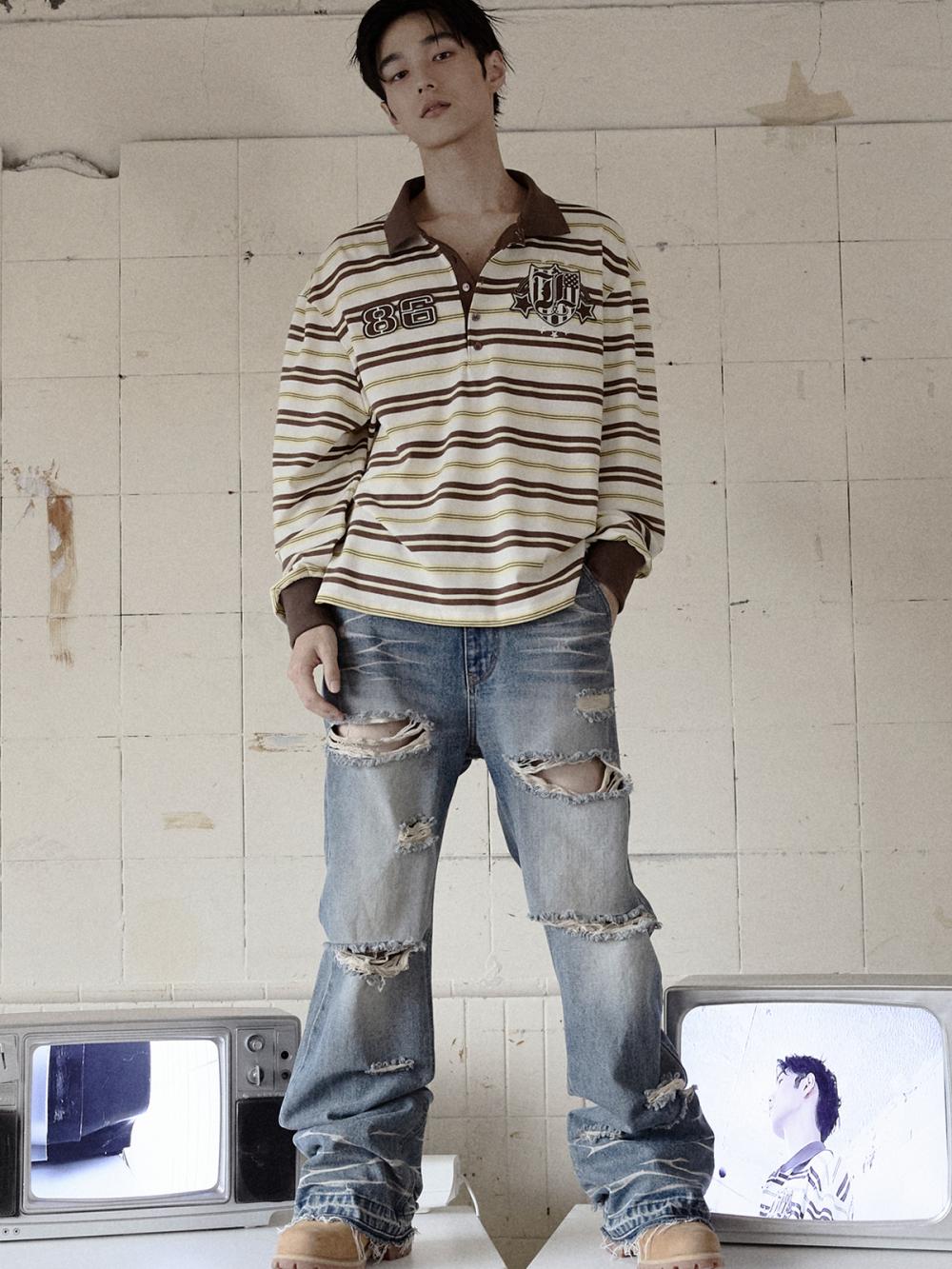 86 ラグビー ストライプ PK_[ブラウン] | LECYTO | HANA(ハナ) #2