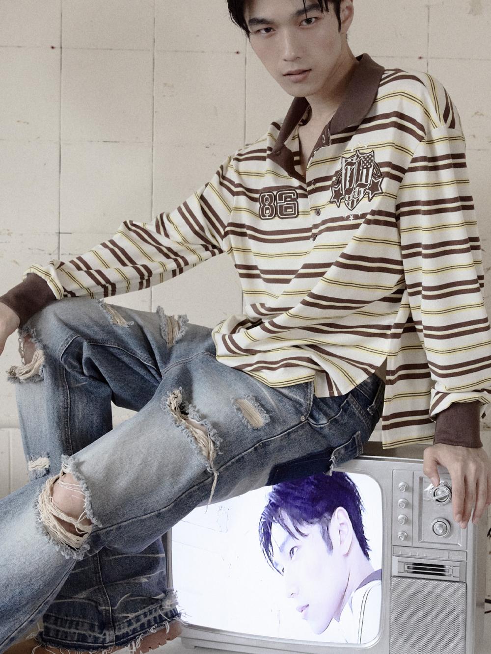 86 ラグビー ストライプ PK_[ブラウン] | LECYTO | HANA(ハナ) #3