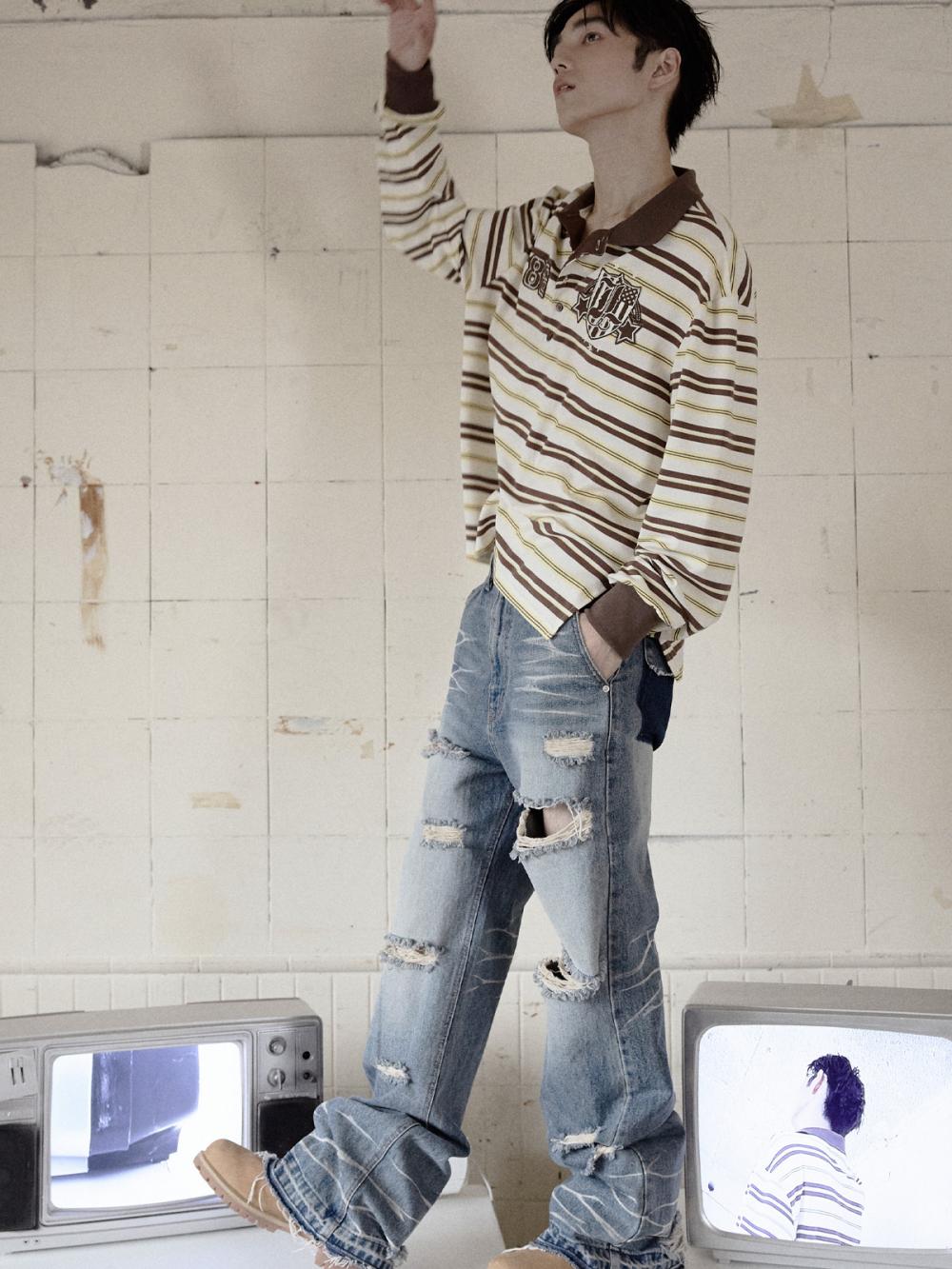 86 ラグビー ストライプ PK_[ブラウン] | LECYTO | HANA(ハナ) #4