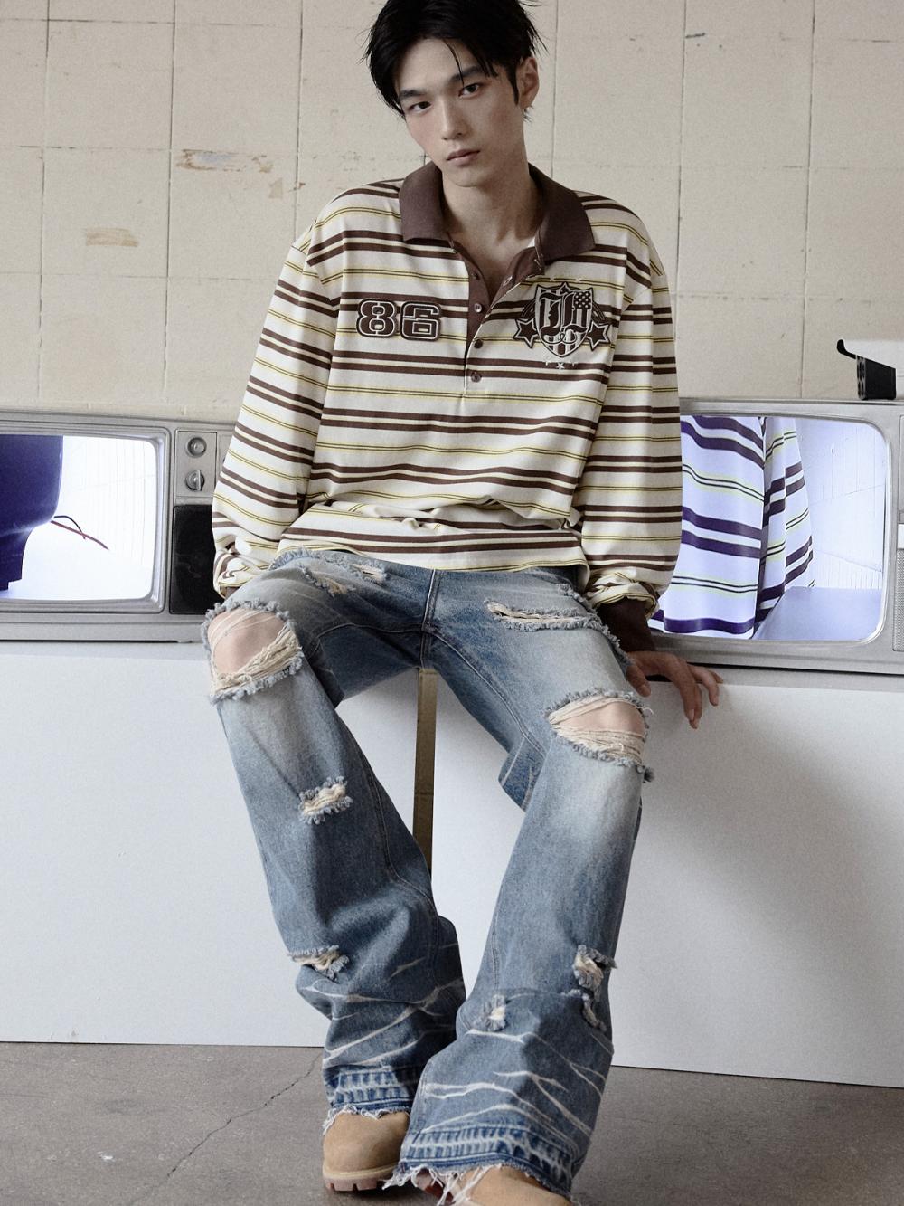 86 ラグビー ストライプ PK_[ブラウン] | LECYTO | HANA(ハナ) #5