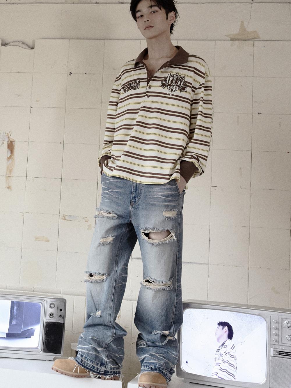 86 ラグビー ストライプ PK_[ブラウン] | LECYTO | HANA(ハナ) #6