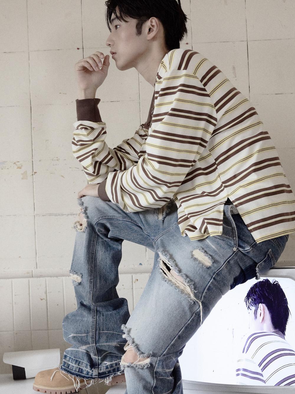 86 ラグビー ストライプ PK_[ブラウン] | LECYTO | HANA(ハナ) #8