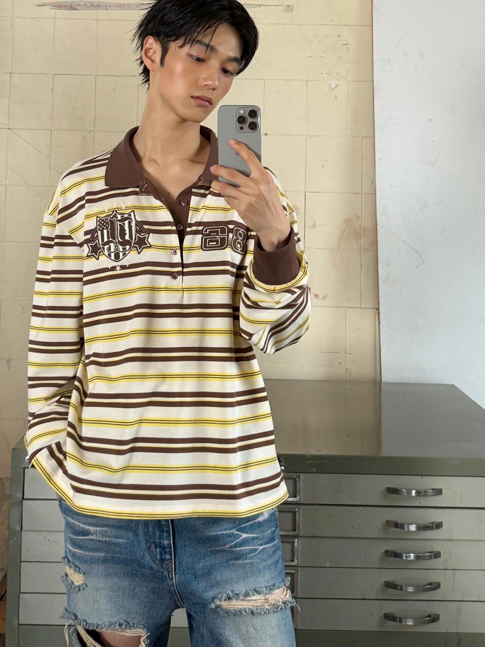 86 ラグビー ストライプ PK_[ブラウン] | LECYTO | HANA(ハナ) #16