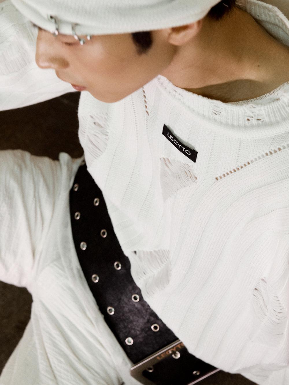アナーキー クルーネック ニット_[ホワイト] | LECYTO | HANA(ハナ) #4