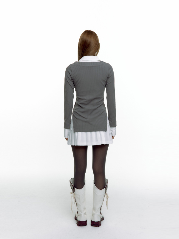 シャツ レイヤード ニット スカート セット（２カラー） | Kashiko | HANA(ハナ) #17