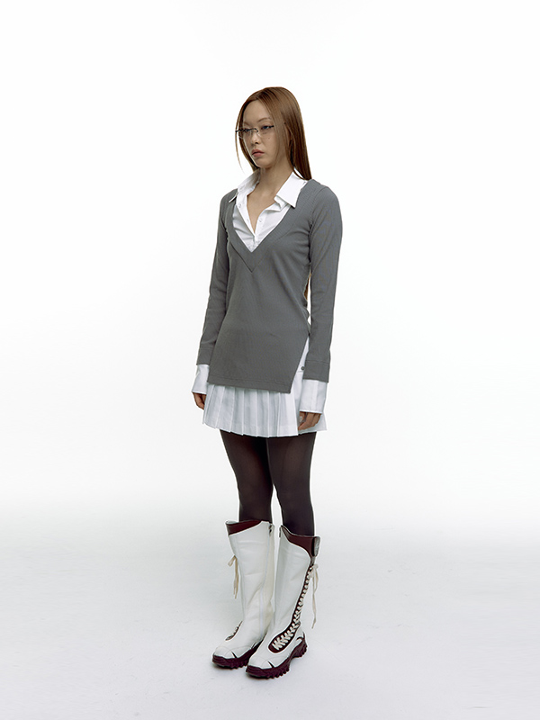 シャツ レイヤード ニット スカート セット（２カラー） | Kashiko | HANA(ハナ) #18
