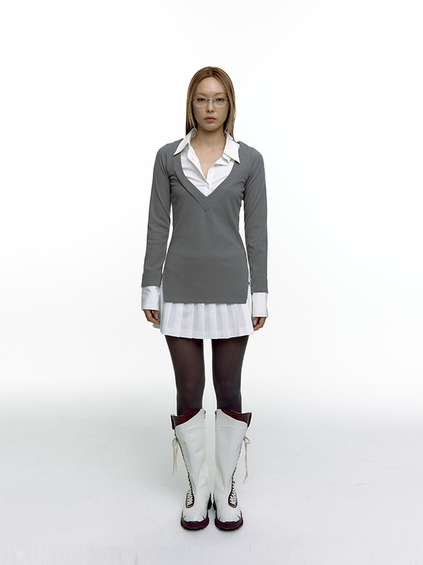 シャツ レイヤード ニット スカート セット（２カラー） | Kashiko | HANA(ハナ) #15