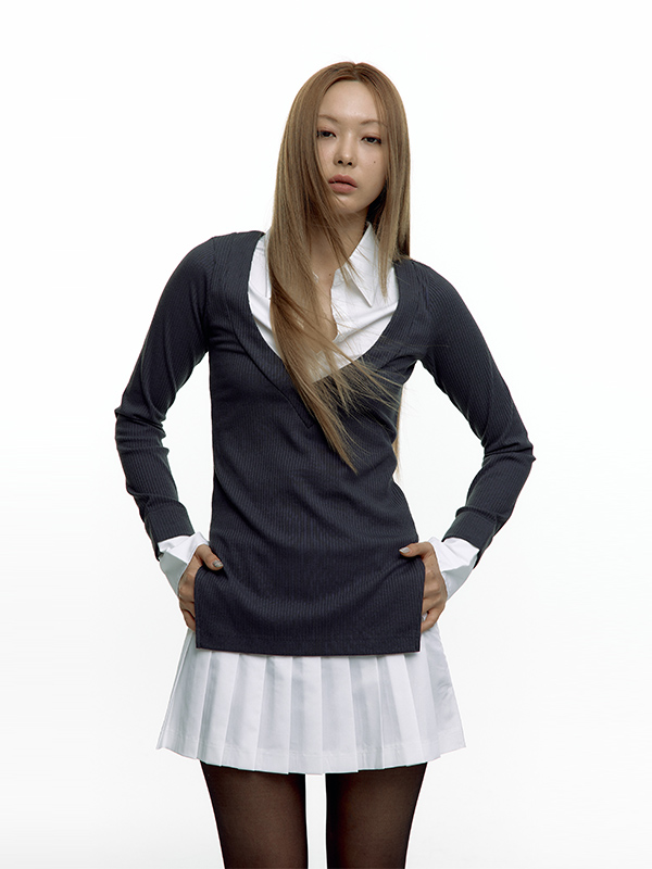 シャツ レイヤード ニット スカート セット（２カラー） | Kashiko | HANA(ハナ) #10