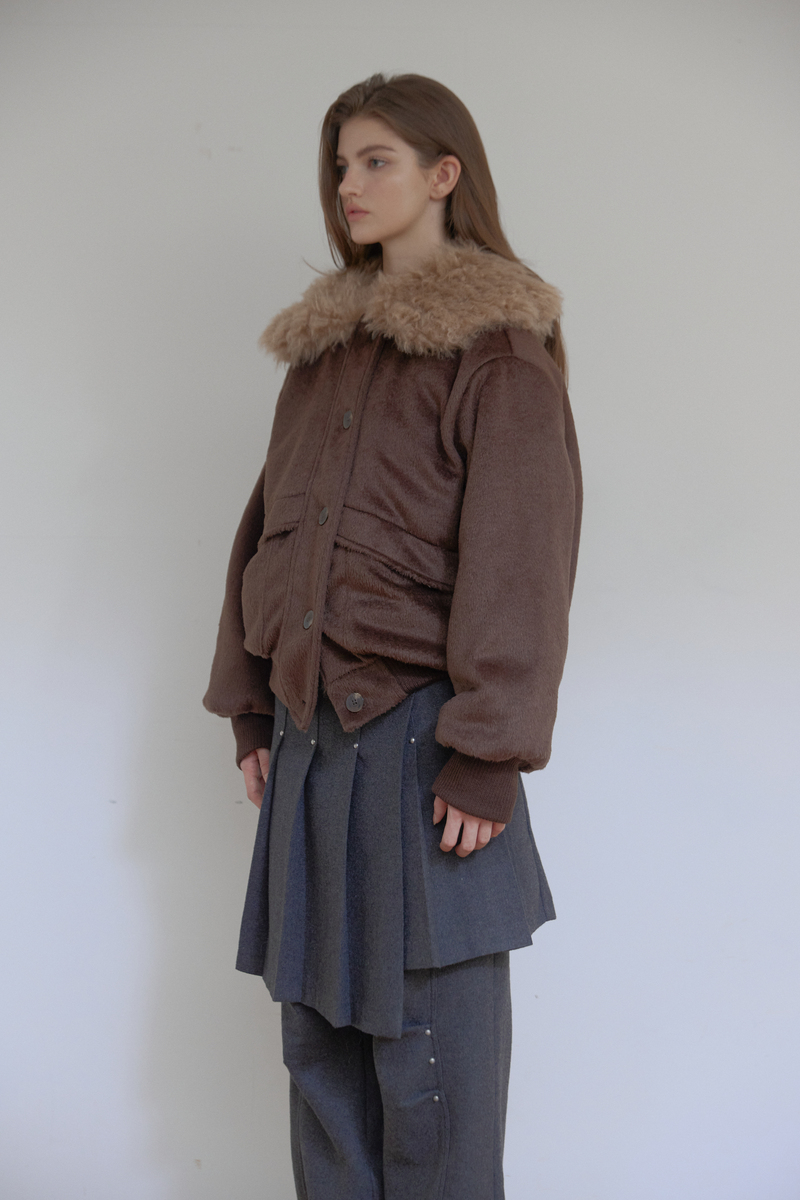 カラーファーリバーシブルジャンパー(ブラウン) | ASURA | HANA(ハナ) #3