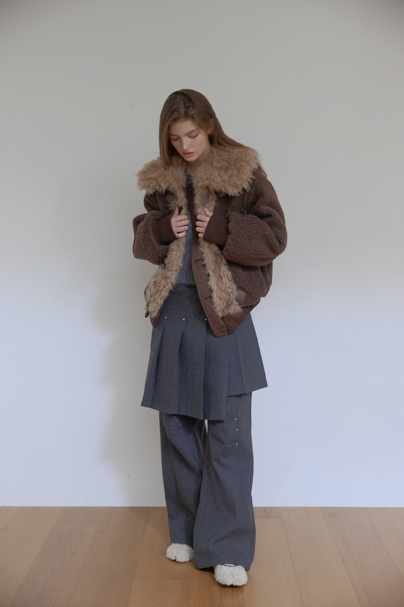 カラーファーリバーシブルジャンパー(ブラウン) | ASURA | HANA(ハナ) #13