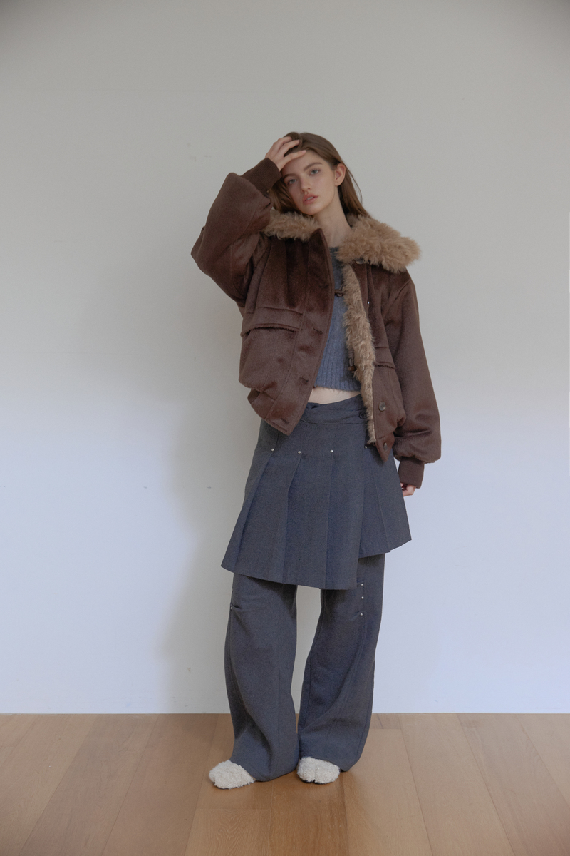 カラーファーリバーシブルジャンパー(ブラウン) | ASURA | HANA(ハナ) #9