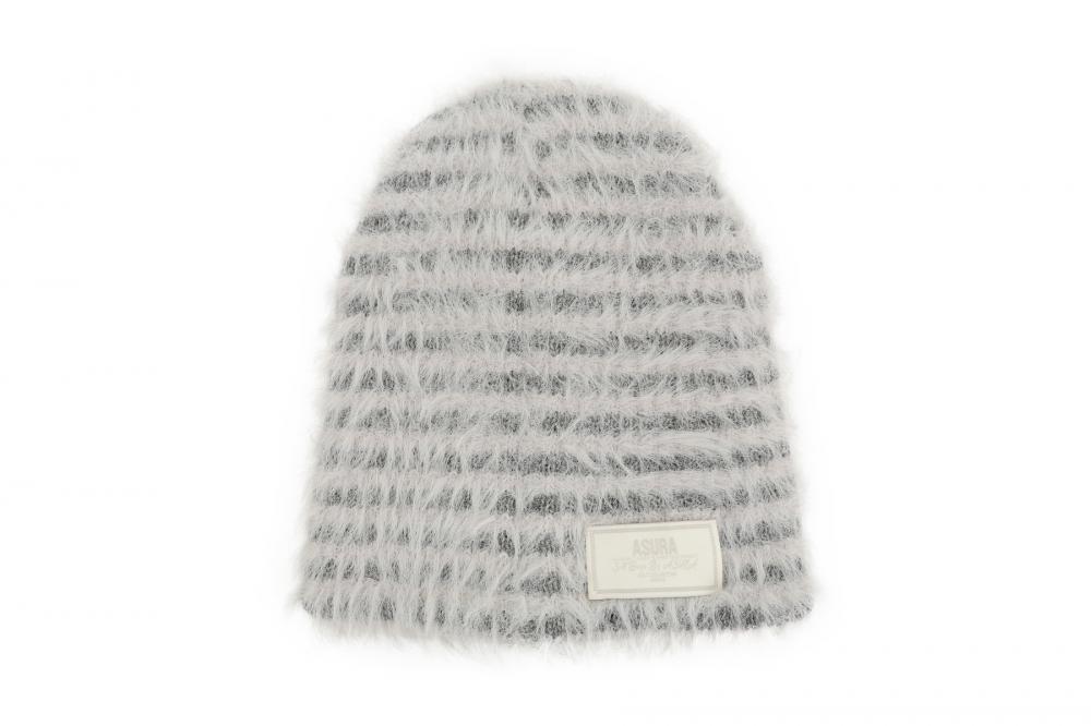 フラッフィー ストライプ ビーニー (ライトグレー) | ASURA | HANA(ハナ) #18